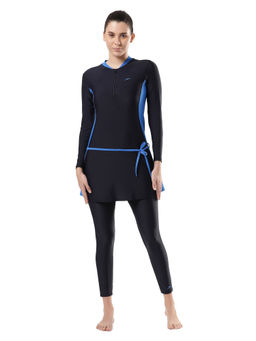 Speedo - Women's Endurance10 Two Piece Full Body Suit Swimwear - True Navy & Bondi Blue