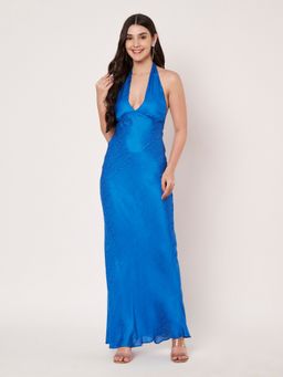 AMAGYAA - Blue Halter Maxi Dress