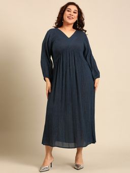 THE PINK MOON - Teal Lurex Maxi Dress