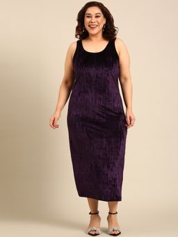 THE PINK MOON - Purple Velvet Sleeveless Midi Dress