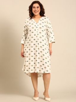 THE PINK MOON - Off White Printed Midi Dress