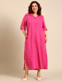 THE PINK MOON - Solid Pink Maxi Dress