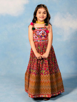 JILMIL - Girls Shoulder Straps Pink Navratri Dress