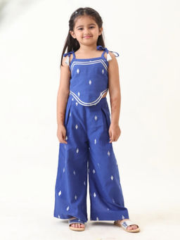 JILMIL - Blue Cotton Silver Lurex Top with Palazzo (Set of 2)