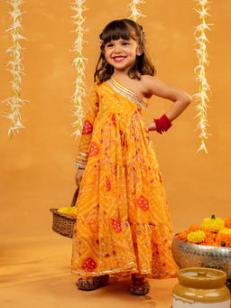 JILMIL - Girls Yellow Blended Fabric Maxi Dress