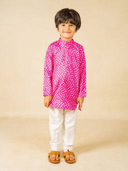 JILMIL - Boys Pink Digital Printed Kurta With White Pant