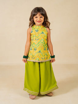 JILMIL - Girls Yellow Kurti and Green Palazzo