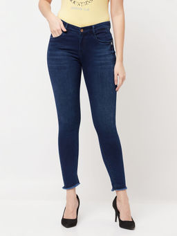 CRIMSOUNE CLUB - Women Blue Solid Cropped Jeans