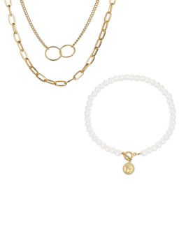 Jewels Galaxy - Jewellery For Women Gold-Plated Layered Necklace (Set of 2)
