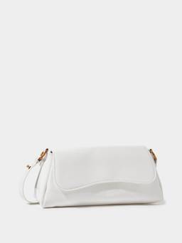 Styli - Women Off-White Solid Shoulder Bag with Curved Flap