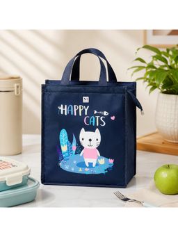 NFI Essentials - Polyester Insulated Lunch Bag For Kids, School, Picnic, Outdoor Tiffin Navy Blue