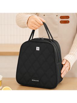 NFI Essentials - Insulated Lunch Bag, Quilted Tiffin Carry Bag For Office Black