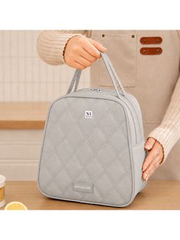 NFI Essentials - Insulated Lunch Bag, Quilted Tiffin Carry Bag For Office Grey