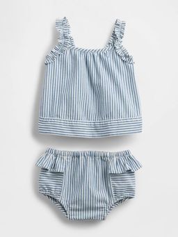 GAP - Unisex Striped Blue Square Neck Co-Ord Set