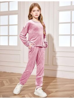 Fnocks - Girls Winter Pink Full Sleeve Top And Joggers