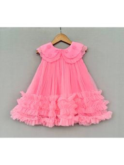 LABEL NEETI - Ruffled Embroidered Collar Party Pink Dress