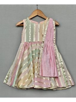 LABEL NEETI - Ethnic Chanderi With Attached Dupatta Multicolor Kurti