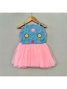 LABEL NEETI - Denim And Tulle Floral Party Multicolor Dress