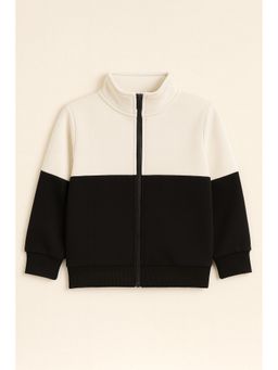 AWW HUNNIE - Cotton Fleece Full Sleeves Front Zip Style White Jacket