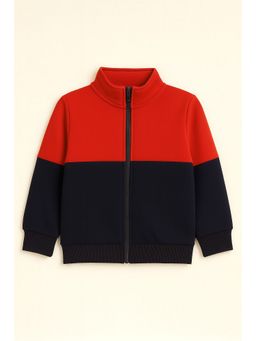 AWW HUNNIE - Cotton Fleece Full Sleeves Front Zip Style Red Jacket