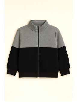 AWW HUNNIE - Cotton Fleece Full Sleeves Front Zip Style Grey Jacket
