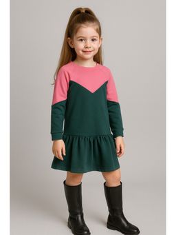 AWW HUNNIE - Terry Cotton Full Sleeves Green Dress