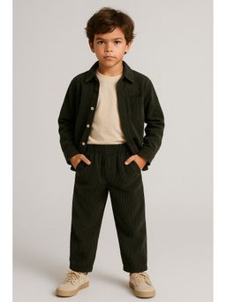 AWW HUNNIE - Cordoury Fabric Full Sleeves Green Shirt With Pant And T-Shirt