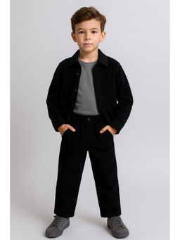 AWW HUNNIE - Cordoury Fabric Full Sleeves Black Shirt With Pant And T-Shirt