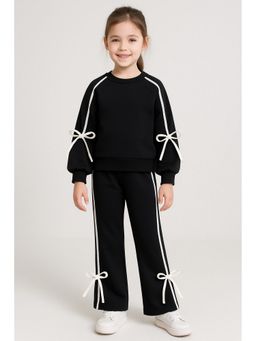 AWW HUNNIE - Cotton Terry Full Sleeves Black Sweatshirt With Pyjama