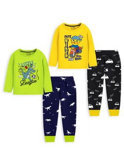 Trampoline - Kids Cute Biker Printed Night Multicolor T-Shirt With Pyjama (Pack of 2)