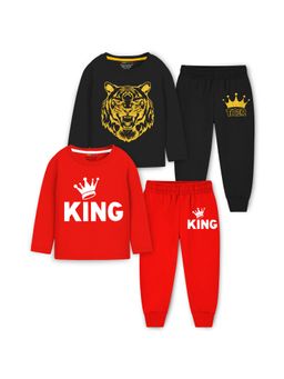 Trampoline - Boys Tiger And King Printed Night T-Shirt With Pyjama (Pack of 2)