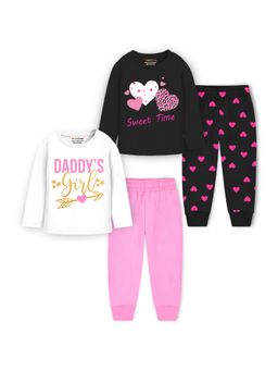 Trampoline - Girls Daddy Girl And Heart Printed Night T-Shirt With Pyjama (Pack of 2)