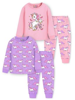 Trampoline - Kids Unicorn Printed Night Multicolor T-Shirt With Pyjama (Pack of 2)