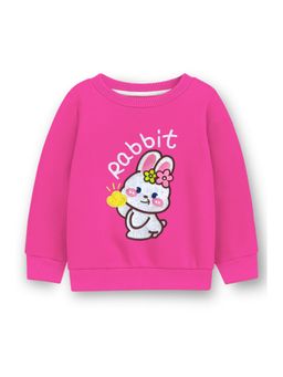 Trampoline - Kids Fleece Cute Embroidered Rabbit Patch Pink Sweatshirt