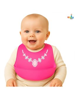 Chinmay Kids - Unisex Silicone Baby Bib for Feeding & Weaning-Pink-12-18 Months