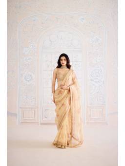 Shyam Narayan Prasad - Zardozi Embroidered Gold Saree with Belt & Petticoat