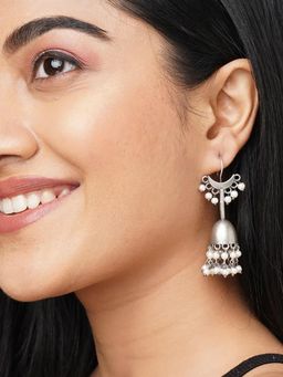 BINNI - Silver-Plated Crescent Hook Drop Earrings