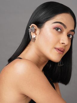 BINNI - Silver Toned Oxidised Layered Earrings