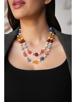 BINNI - Amaris Multicolor Quartz and Pearl Necklace