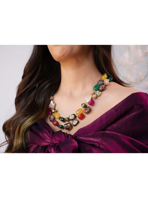 BINNI Multicolor Hand-Painted Quartz Stones Necklace