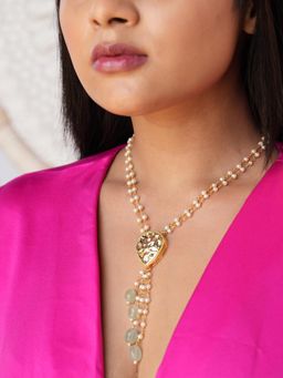 BINNI - Anaya Pearl Teardrop Kundan Pendant Necklace