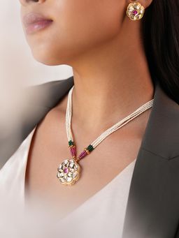 BINNI - Multi-Color Studded Earrings and Necklace Set