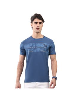 Monte Carlo - Blue Cotton Lycra Graphic Half Sleeves T-Shirt