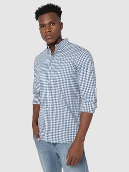 GAP - Men's Checked Regular Fit Spread Collar Casual Shirt