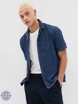 GAP - Blue Men's Camp Collar Casual Shirt