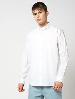 GAP - Men's Collar Neck White Solid Casual Shirt