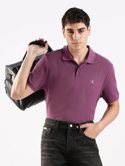 Calvin Klein - Purple Cotton Collar Neck Solid Regular Fit Polo T-Shirt
