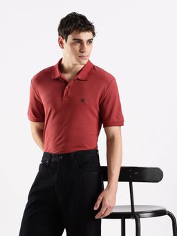 Calvin Klein - Red Cotton Collar Neck Solid Regular Fit Polo T-Shirt