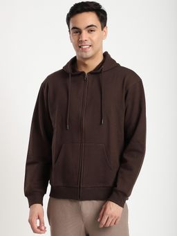 R&B - Hooded Fleece Full-Sleeve Brown Hoodie