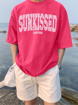 LEOTUDE - Pink Printed Cotton Blend Men's T-Shirt